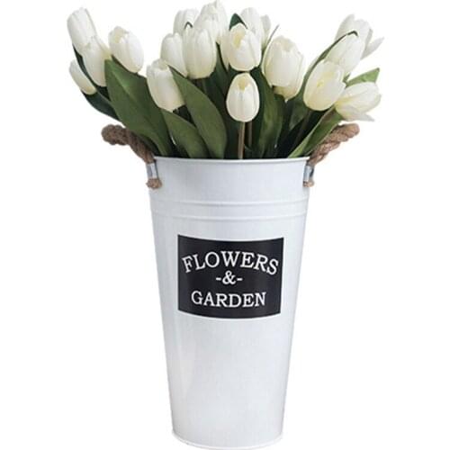 Vintage Tin Bucket Iron Art Flower Tube Dried Flower Vase Home Decoration Flower Basket Flower Decoration Flower Wrought Iron Fl