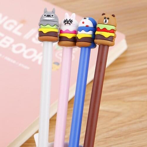 40 pcs Cute Hamburg Animal Cartoon Creative Neutral Pen Student Stationery Tinkling Cat Dragon and Cat Signature Water Pen