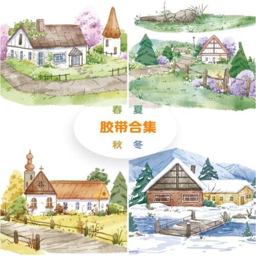 Four Seasons Amazing Scenery Special Oil Washi Tapes Bullet Journal Masking Tape DIY Scrapbooking Decoration Washi Sticker