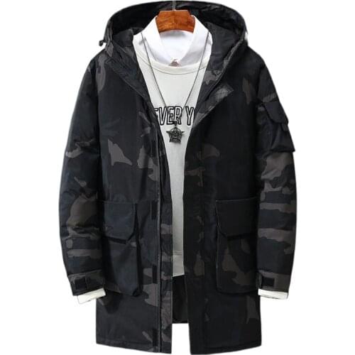 High quality mens winter jacket thick snow parka overcoat white duck down jacket men Hooded mid-length down coat plus size 3XL