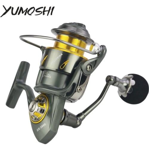 YUMOSHI Fishing Reel RK5000/6000/7000/8000/9000 Full Metal Carbon Brakes 5.3:1 Gear Ratio Anti Seawater 14BB No Gap Pesca