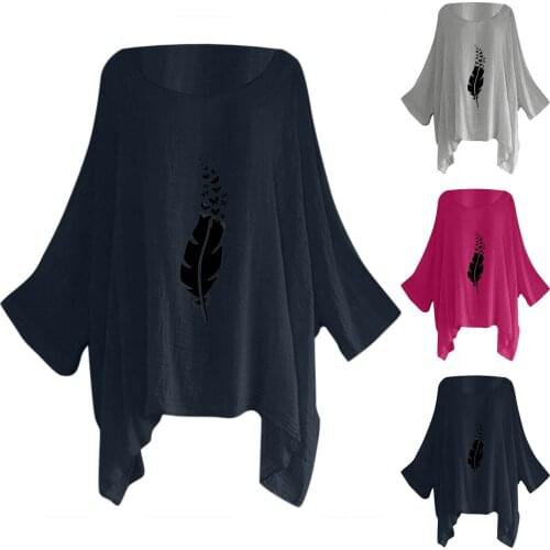 Womens Long Sleeve Loose Long Round Neck T-shirt Solid Color Cotton Linen Casual Blouses Tops Daily Girls All-match T-shirt