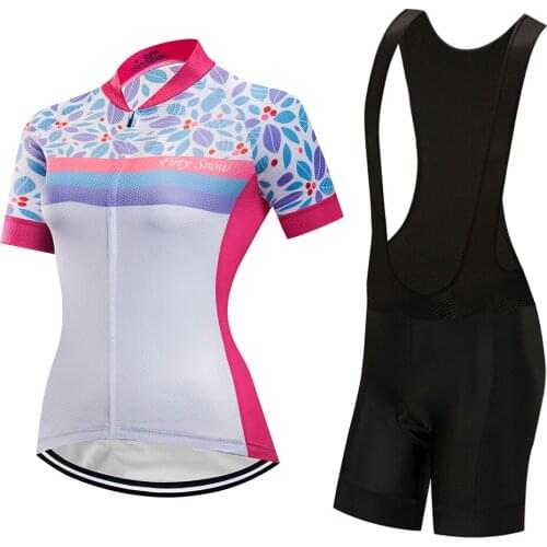 Lycra Cycling Jersey Women BIB Set 2021 Summer Road Bike Clothing Gel Shorts Fashion Suit Bicycle Clothes Uniform Dress Kit Tops