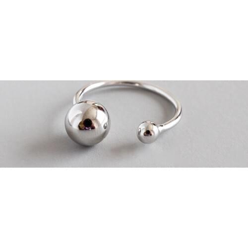 WYJZY Japanese and Korean version of the line bead sterling silver opening ring for women fashion simple matching clothing gift