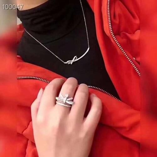 Hot Brand Pure 925 Sterling Silver Jewelry For Women Bowknot Ring Party Jewelry Size 678