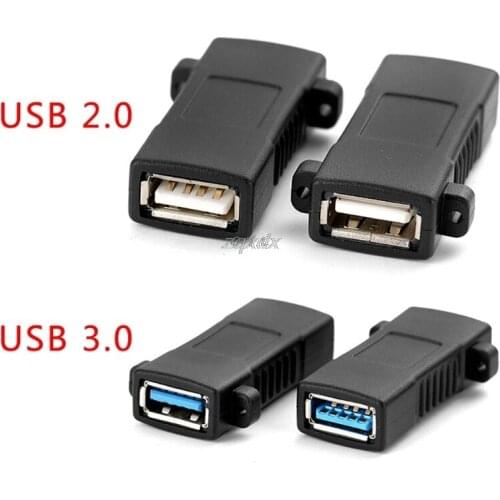 1Pc Standard USB 2.0 3.0 Female To Female Socket Panel Mount Adapter Connector Drop ship