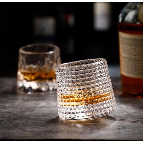 150ML ​Tumbler Whiskey Glass Crystal Cocktail Glass Rotating Coffee Milk Glass Home Party Creative Gift Wine Set Wine Glass