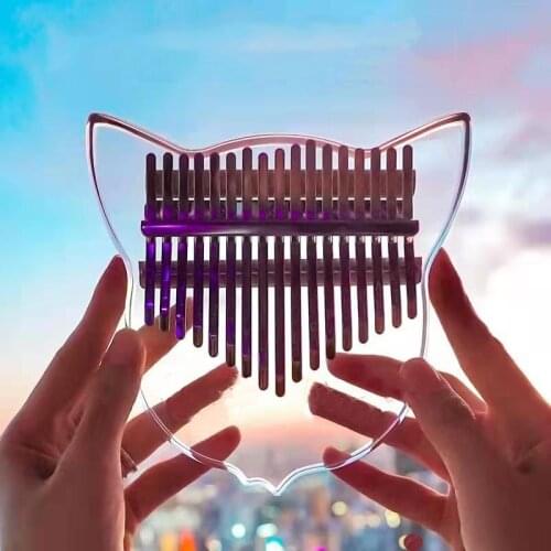 17 Key Transparent Thumb Piano Acrylic Finger Mbira Single Board High Quality Instrument with Tuner Hammer Stick Calimba Case