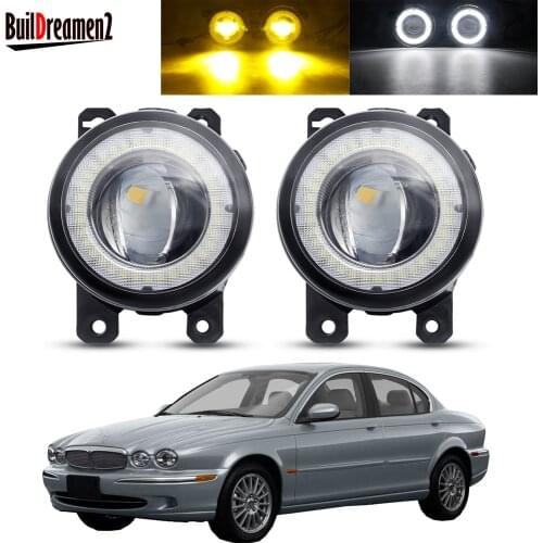 2 X Angel Eye Fog Light Assembly For Jaguar X-Type (CF1) Saloon 2001-2009 Car Front Bumper LED Lens Fog Driving Lamp DRL 30W 12V