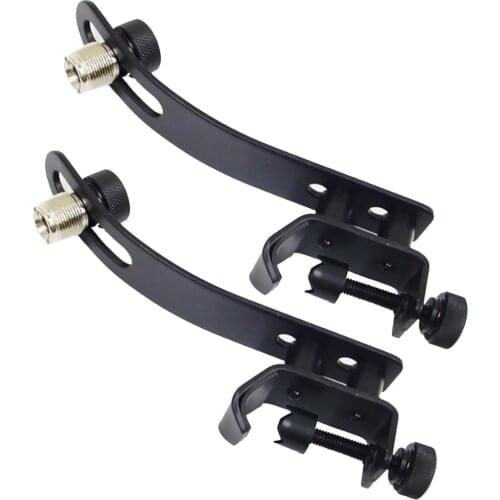 2pcs Universal Adjustable Drum Rim Microphone Clips Mount Holder, Black