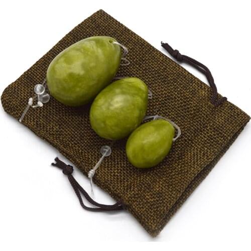 3pcs Jade Yoni Egg Natural Helu Jade Eggs Vaginal Massage Egg Stone Kegel Exercise Body Massager for Health