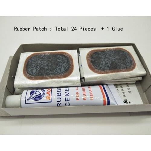 A222 1 Glue+24Pcs /Set 50*35mm Bicycle Tire Puncture Repair Patch Bike Inner Tube Prick Service Tool Kits Tyre Rubber Pierce Pad