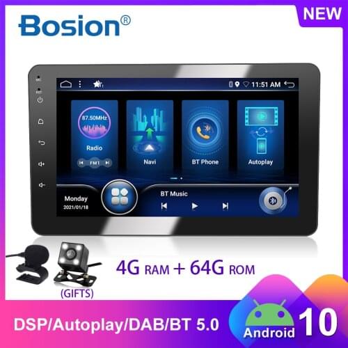 Bosion autoplay DSP 4G+64G 8 inch 1 DIN universal Android 10 Car radio player GPS Radio Player Stereo Auto Head unit WIFI USB BT