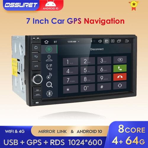 IPS OCTA Core Android 10.0 Double 2 Din 4G RAM 64G ROM Car Multimedia NON DVD Player with Bluetooth WiFi OBD DVR DAB