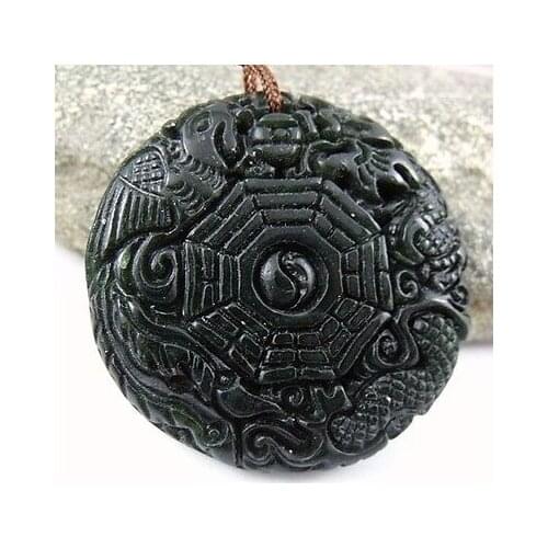 Black Green chalcedony eight-diagram-shaped appetizer Amulet Pendant NO. 235