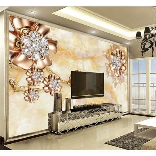 European marble palace wind jewelry flowers TV background wall art mural living room home decoration any size