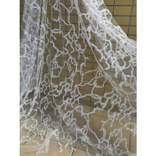 French Tulle Beads with sequins African Lace Fabric ZH-3888819 High Quality Embroidery Materials 5 Yards Nigerian Lace Fabric