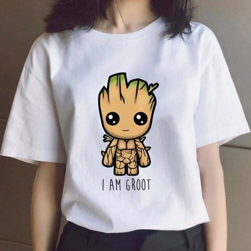 Guardians of The Galaxy Groot T-shirt Kawaii Print Summer Femme T Shirt Women Couple Y2k Fashion Cartoons Streetwear Unisex Tops