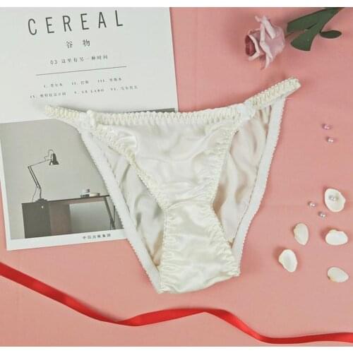 100% Milk Silk Smooth Soft Lingerie Panties Ladies Plus Briefs Underwear S-XXL Sexy Seamless Panties Breathable Satin Size W9F9