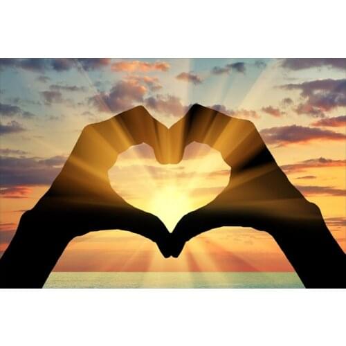 Sweet Hearts Hands Sunset Landscape Canvas Art Painting Nordic Posters and Prints Cuadros Wall Art Picture for Living Room Decor