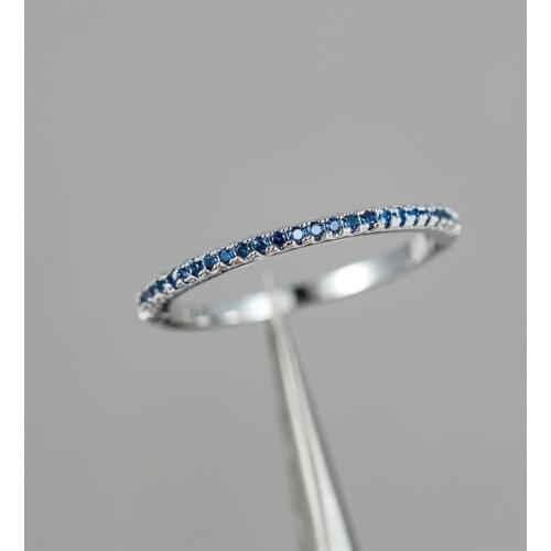 Simple Female Rainbow Zircon Stone Ring Classic Silver Color Thin Wedding Rings For Women Classic Round Crystal Engagement Ring