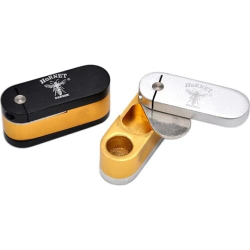 Metal Smoke Pipe Double-Deck Rotate Aluminium alloy Tobacco Pipe Cigarette Holder Cigarette Case Smoking Herb Set Accessories