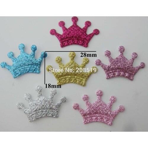 PANVWV Metallic glitter crown patches for children clothes multicolors 120pcs handmade hair jewelry ornament