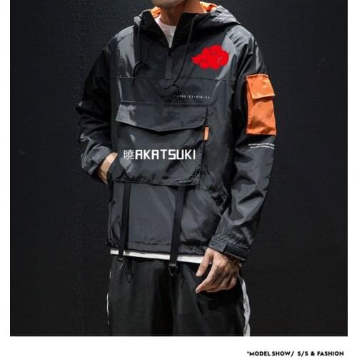 2021 Men Akatsuki Jacket Spring Autumn Waterproof Hoodie Harajuku Jackets Zipper Baseball Jacket For Men Style Oversize M-5XL
