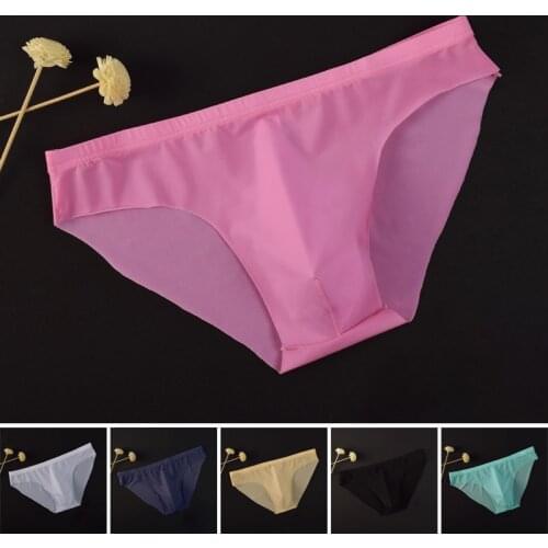Mens Viscose See-through Underwear Men New Briefs Male Ultra-thin Low-rise Sexy Solid Color Briefs Underpants