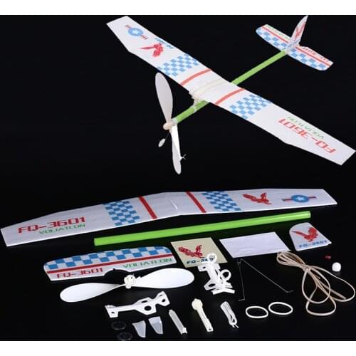 DIY Plastic Foam Elastic Rubber Powered Flying Plane Kit Aircraft Model Educational Toy Best Chirsmas Gift For Children
