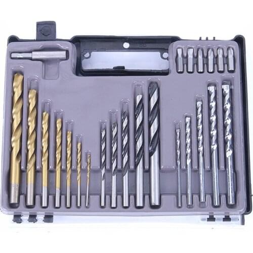 24PC Drill Bit Screwdriver Bit Set High Speed Steel Carbide Tip Multi Purpose Drill Bit Set Woodworking Tool Twist Drill