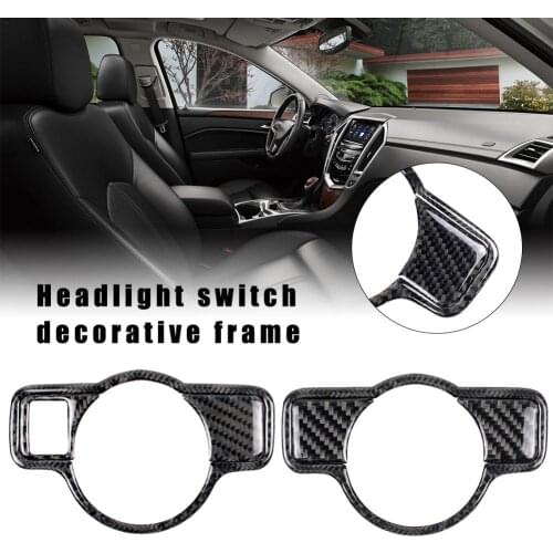 Carbon Fiber Interior Headlight Switch Frame Decoration Modified Car Sticker Switch Decorative Cover For Mercedes Dropshipping