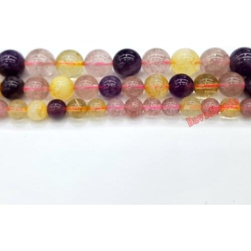 Natural Super Seven Crystal Topazs Round Stone Beads 6 8 10mm For Jewelry Making Diy Bracelet Necklace