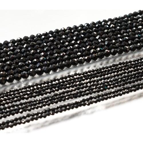 Natural black spinel faceted round seed beads without treatment charm gemstone For Jewelry Making DIY women Bracelet necklace