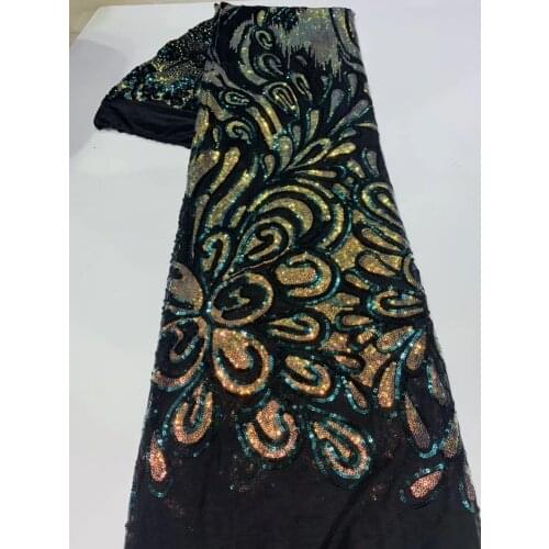 Nigeria Lace Fabric 2021 High Quality Sequin Lace Fabric Embroidered Tulle African Lace Fabric Clothes H3949