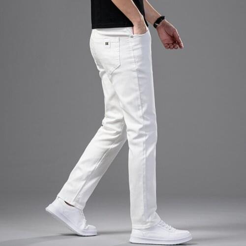 New White Jeans Men Summer Thin Loose Straight Fashion Casual Pants