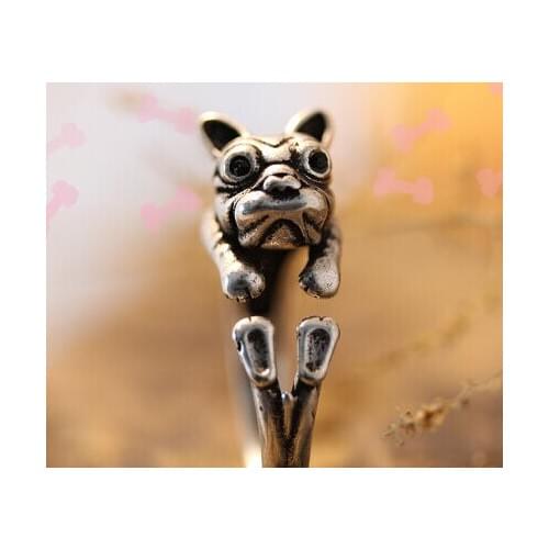 Wholesale Unique Trendy Retro Bulldog Adjustable Ring High Quality Design Mens Animal Promise Rings Women Gift Overwatch Aros