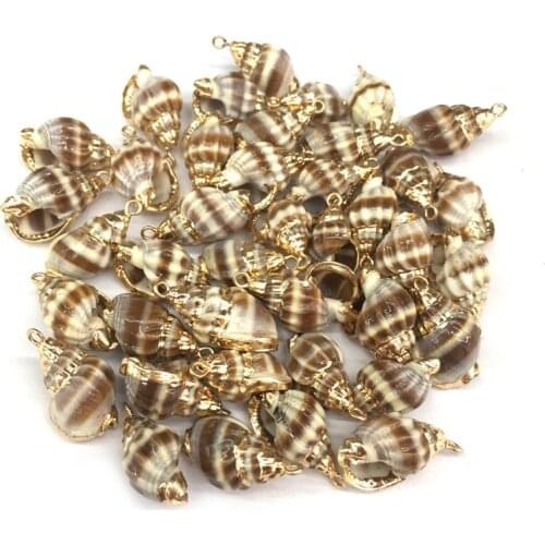 2020 Natural Shell Pendants Conch Shape Pendant Golden Plated for Jewelry Making DIY Necklace Accessorie Size 10x25-12x28mm