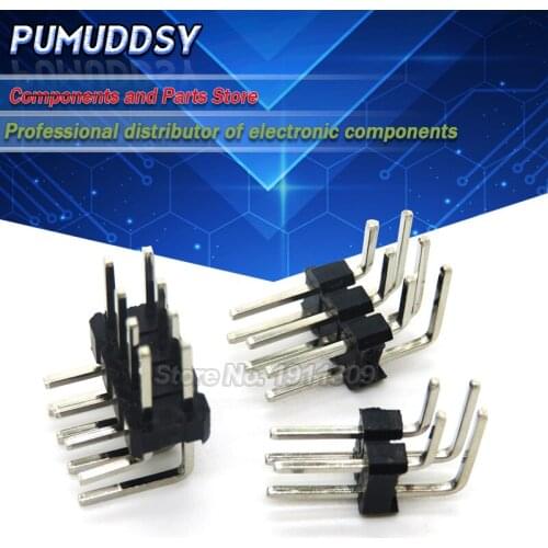 R/A 2.54mm Double Row Right angle Male Breakaway PCB Board Pin Header Connector Pinheader 2 * 3/4/10/12/15/40Pin For Arduino