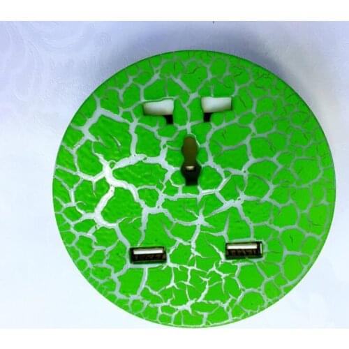 Wholesale 2*USB Ice Crack Smart Desktop Socket Wall socket with led light