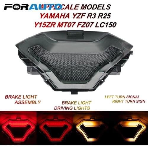 With LED Turn Signals For YZF R3 R25 Y15ZR MT07 FZ07 LC150 Motorcycle Brake Light Replacement Modified Taillight Led Tail Lamp