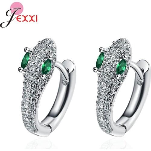 Punk 925 Sterling Silver Cubic Zirconia Snake Earrings Simple Round Ear Buckle Small Hoop Earrings For Women Girls Jewelry Gift