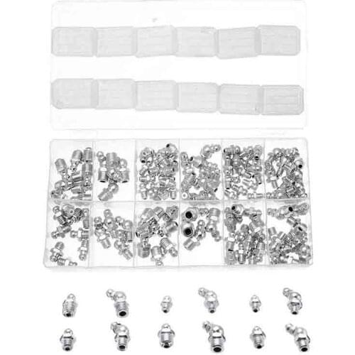 TOP 130PCS/Box Metric & Imperial BSP UNF M6 M8 M10 45 Degree Hydraulic Grease Nipples Fitting