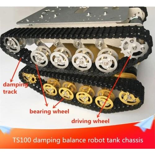 TS100 Damping Balance Robot Tank Chassis Metal Aluminum Alloy Structure Roof Can be Equipped with Metal Robot Arm DIY RC Toy