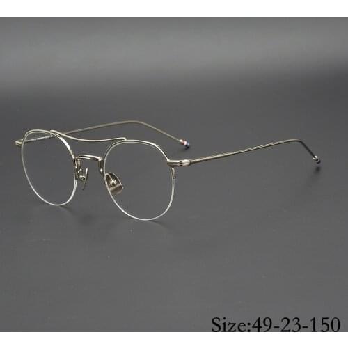Vintage eyeglasses ultralight alloy classical round halfrim frame TB903 literary style women men for prescription lens free ship