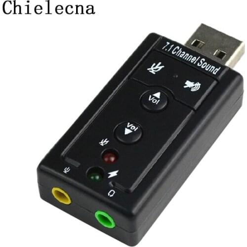 Chielecnal 7.1-Channel USB 2.0 External Sound Card 3.5mm Headphone and Microphone Jack Interface