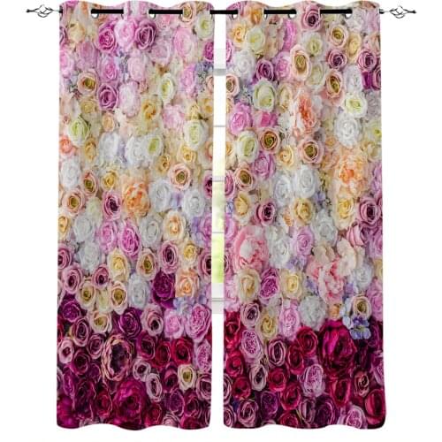 Colorful Rose Flower Curtains For Living Room Bedroom Window Treatment Blinds Finished Drapes Kitchen Curtains