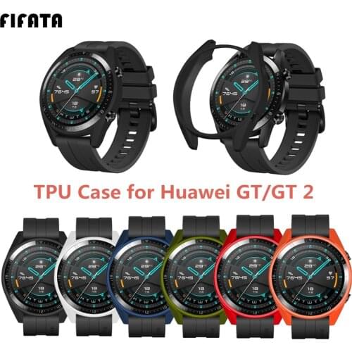FIFATA TPU Protector Frame For Huawei Watch GT 2 / GT Smart Watch Bracelet Case Cover For Huawei GT 2 & GT 46mm Protective Shell