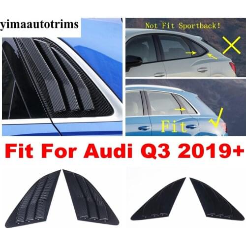 For Audi Q3 2019 - 2021 Car Rear Side Window Louver Air Outlet Shutter Cover Trim Carbon Fiber Look / Black Plastic Accessories