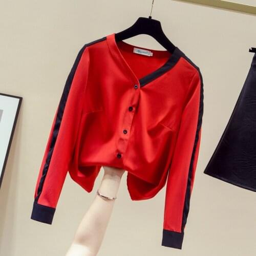 NEW Spring Autumn Women Tops V Neck Long Sleeves Casual Chiffon Shirt Female Office Ladies Shirts Blouse